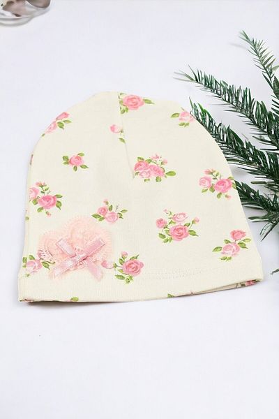 Ege Bebek Baby Girl Canvas Rose Detailed Bow 3 Piece Hospital Discharge / Bodysuit Set / Baby Suit Newborn