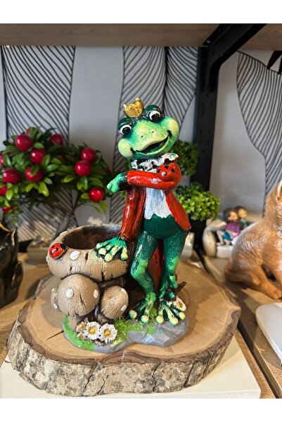 Atak Hediyelik Dekoratif prens kurbağa sepetli biblo polyester