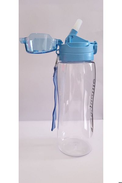 Hane216 BPA Free Meticulous Button Automatic Straw Drinker with Lid - Transparent Flask
