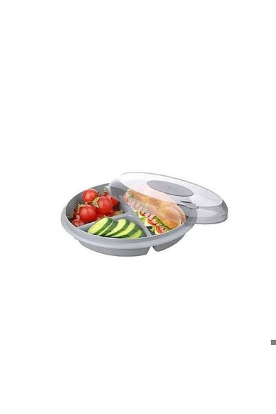 Hane216 24x6 Cm Practical Breakfast Set - 3 Compartments with Lid