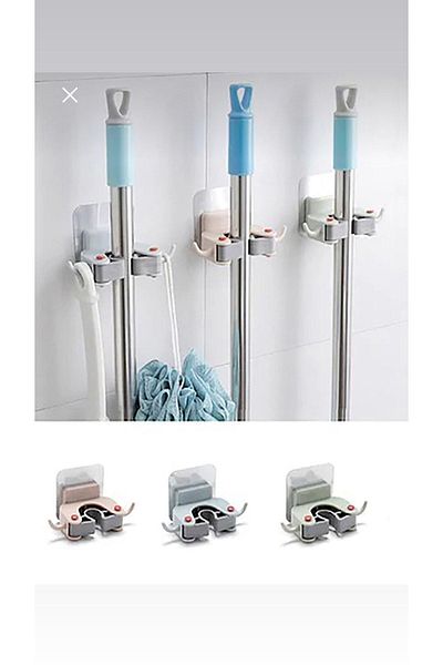 Bastonlu Kitchen and Bathroom Hanging Mop Broom Brush and Handle Holder