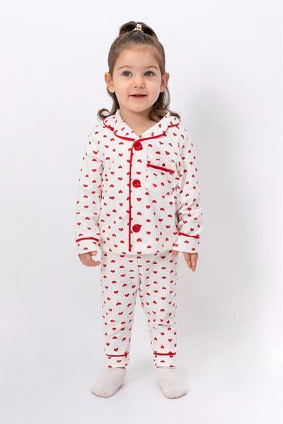 Ege Bebek Baby Girl Thin Buttoned Twill Heart Patterned Seasonal Reality Set - Narrow Fit