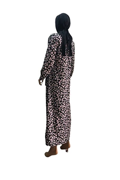 eflin Φόρεμα προσευχής με μοτίβο λουλουδιών από βισκόζη σε μεγάλο μέγεθος, μαύρο-λευκό