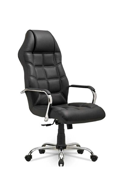 Dopa Ofis - Müdür - Büro - Makam Çalışma Koltuğu Siyah Renk Krom Ayaklı