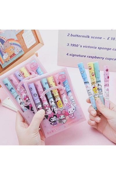 ÖZ KIRTASİYE Sanrio Kuromi 6-Piece Highlighter Set