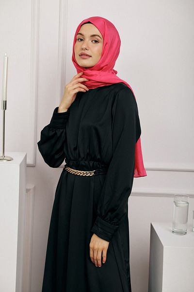 Modakaşmir Plain Monogram Series Shawl Fuchsia