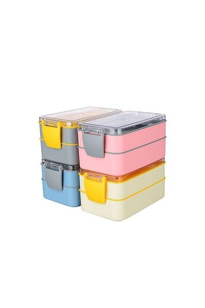 Titiz Plastik Fely Fiambrera - 2-Tier Blue Lunch and Meal Carry Box, Ergonomic