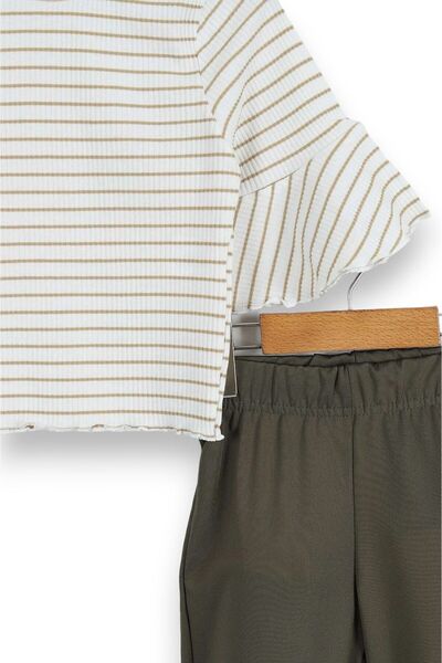 Ege Bebek Girl's Polyester Wrapped Blouse and Spanish Leg Set