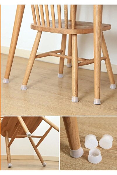 Hane216 12Pcs Table And Chair Foot Protector Anti-Scratch White gray Anti-Slip Silicone