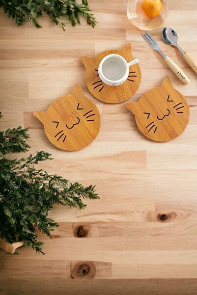 Genel Markalar 3'lü Kedi Figürlü Bardak Altlığı