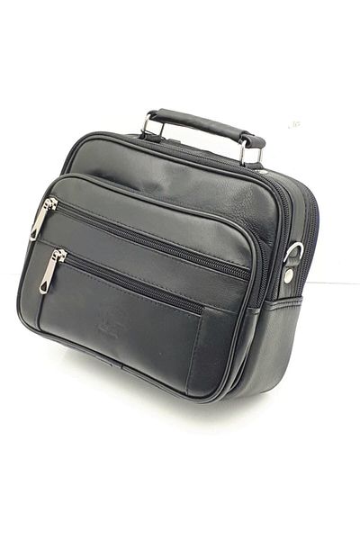 Newish Polo Geantă de mână și de umăr din piele de miel autentică pentru bărbați Geantă de călătorie zilnică Dimensiune mică