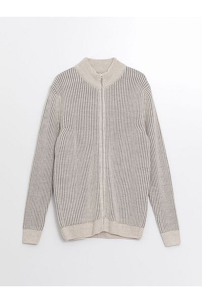 LC Waikiki Ανδρική πλεκτή ζακέτα - Standard Fit, Stand Collar