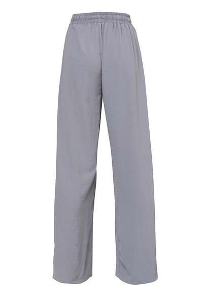 Quzu Elastic Waist Wide Leg Trousers Gray