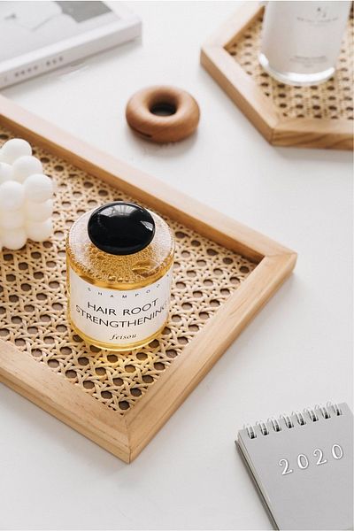WOODMAR HOME Hazeran Tray, Natural Marble Presentation Tray, Decorative Box, Presentation Holder (rattan) Wmh-002