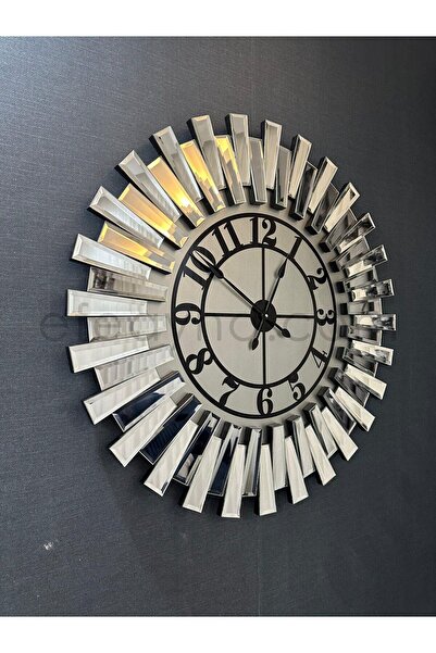 Efe Ayna PİYANO XX-GÜMÜŞ AYNA DUVAR SAATİ-65cm