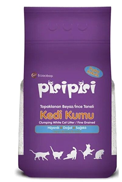 Pisipisi Eczacıbaşı Pudra Kokulu Topaklanan Ince Taneli Kedi Kumu 10 L
