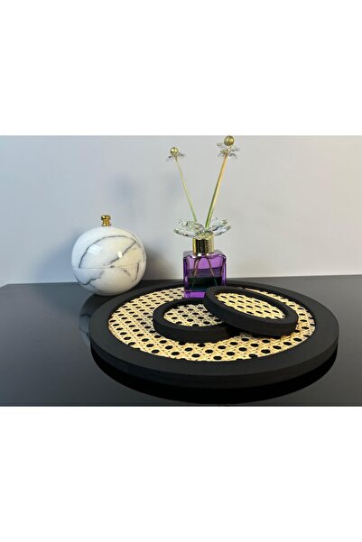 RATTAN CONCEPT طقم دائري من الروطان مكون من قطعتين - صينية دائرية مقاس 28 سم ...