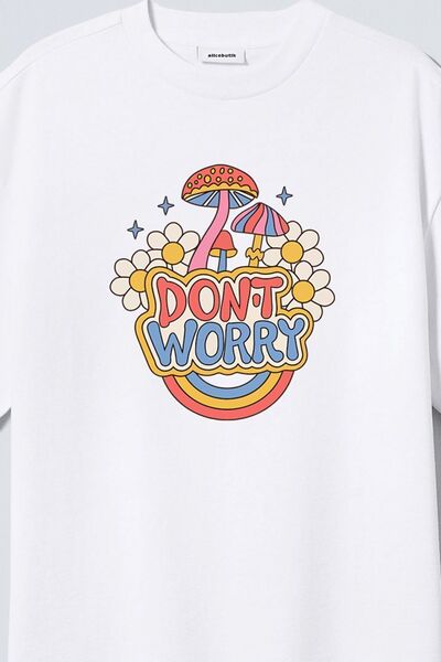 Alice Butik Bela Oversize kroj Pamuk komad Pamučni džersej T-shirt - Ne brini...