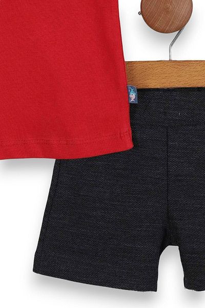 voyyo kids baby Men's Summer Polo Collar Embroidered Woven Shorts Set for 6-24 Baby