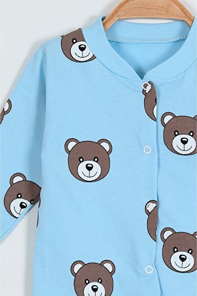 VOY KİDS 0-6 Months UNISEX Jumpsuit - Ayik Printed, Cuffed and Seasonal