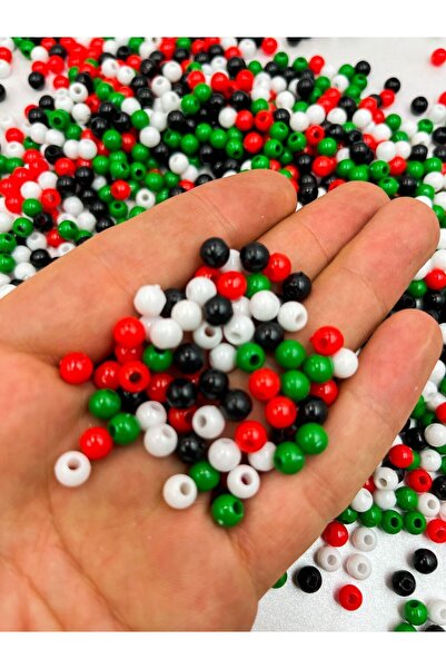 Ebruli Boncuk 6 ملم لوكس - خرز أكريليك بعلم فلسطين (50 جرام)