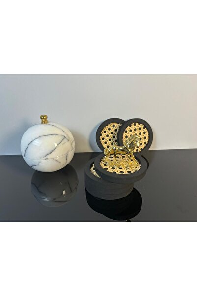 RATTAN CONCEPT 6-Piece Rattan Under-Cup Set - Hazeran Tray