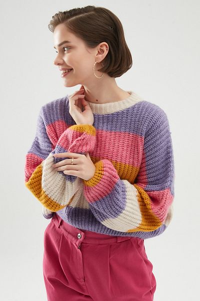 Quzu Multicolored Sweater Purple