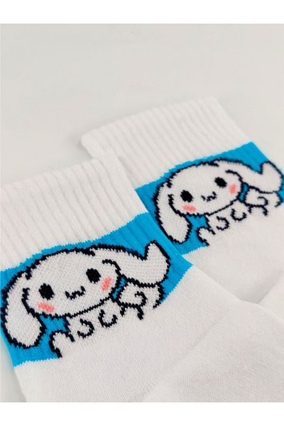 Shuttle Park Unisex Κάλτσες Sanrio με σχέδια Cinnamoroll - Πολύχρωμες λευκές κολεγιακές κάλτσες
