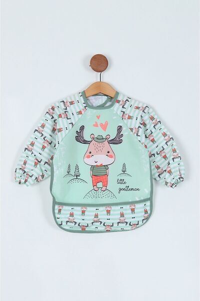 Egelite Deer Printed Unisex Baby Long Sleeve Liquid Proof Bib