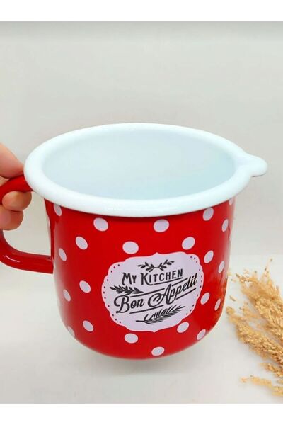 AVŞARR Retro Red Enamel Milk Jug and Egg Boiling Coffee Pot Container