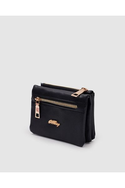 Honorius Women's Zippered Small Multi-Compartment Card Holder Double Soft Leather Wallet