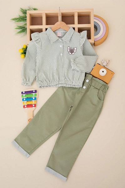 Egelite Linen Trousers Set with Viscose Shirt for 2-6 Years Old Girls - Stylish