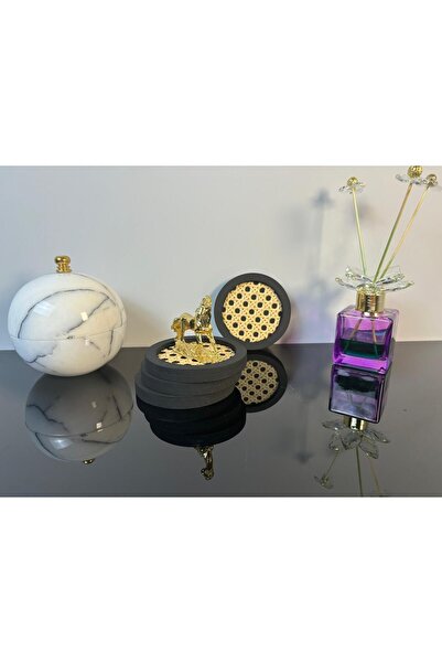 RATTAN CONCEPT قاعدة أكواب من الخيزران مكونة من 4 قطع - عرض صينية Hazeran