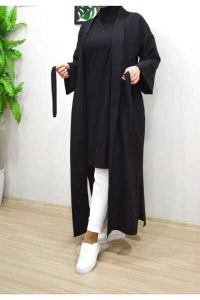 PNRSTİL Women's Crepe Long Belted Kimono