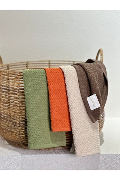 Plume Ceramic Home Plumehome Set of 4 Colorful Hand Towels – 30X50 cm |   100% Cotton, Dowry, Guest, Kitchen, Gift