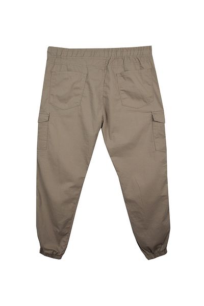 marufshop Παντελόνι Jogger Lycra μεγάλου μεγέθους με μπεζ τσέπες Cargo