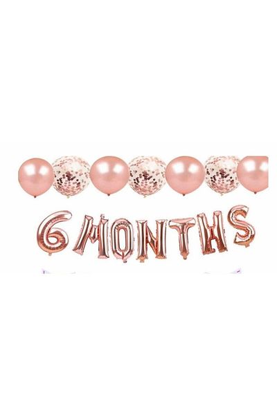 Deniz Party Store Rose Gold Half Age 6 Months Transparent Confetti Foil Balloon Set