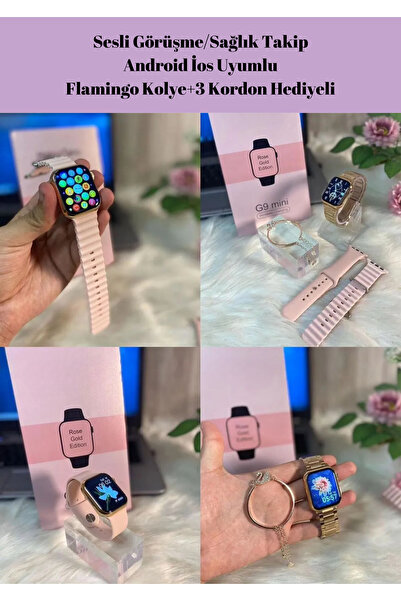 Laraheiser Andoid İos Uyumlu Watch 9 Akıllı Saat 41mm G9 Mini Gold Kadın Akıl...