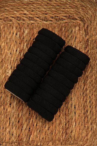 VEGA MODA Set de 20 de barete elastice negre pentru femei - pentru prosop și păr