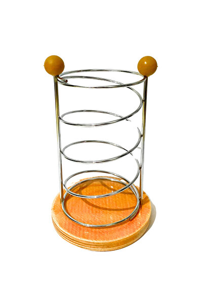Kitchen Mania Tezgah Üstü Kaşıklık Kepçelik-ahşap Tabanlı Metal Stand