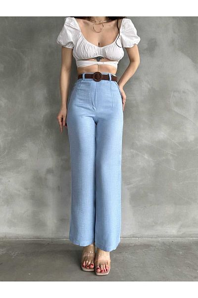 DENİKK DF1103 Pantaloni de in trend de vară pentru femei cu centură în talie