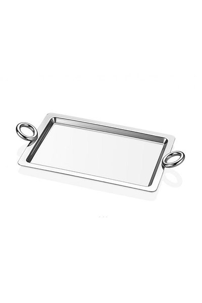 AROW Gray Rectangular Coffee Tray - Gold Handle