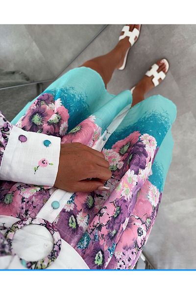 Butik Şenel Balloon Sleeve Mini Dress - Floral Pattern