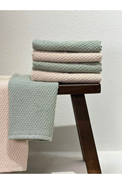 Plume Ceramic Home 100% Cotton Set of 4 Sage Hand Towels – 30X50 cm Dowry, Guest, Kitchen, Gift