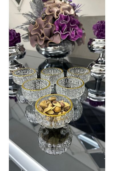ALMARANDİ Footed Cut Turkish Delight Bowl Sugar Bowl Snack Set