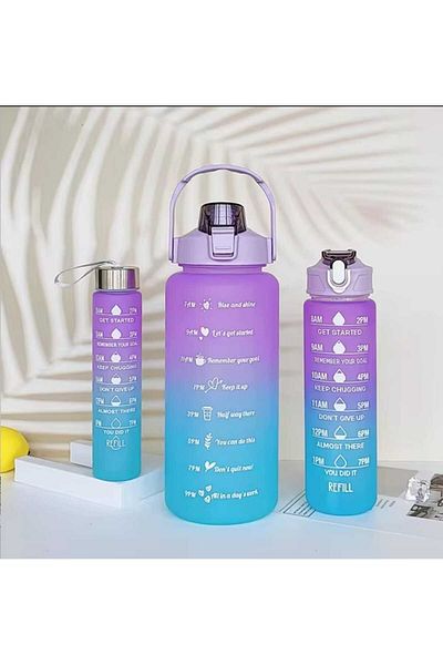 Dalian Home 2+900+600 ml Tritan Sports Water Bottle - Motivational Set of 3