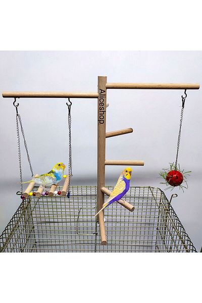 aliceshop Budgie - Cage Top Swivel Ladder and Grass Ball Perch