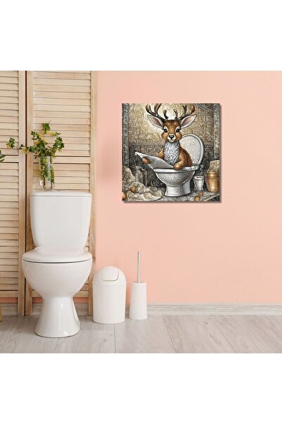 GAAGART Tekli Kare Kanvas Banyo Tablosu Gazete Okuyan Ceylan