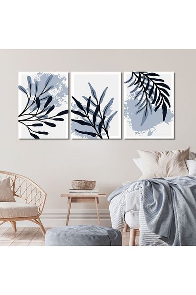 GAAGART 3 τεμάχια καμβάς τοίχου Bohemian Blue Linear Design