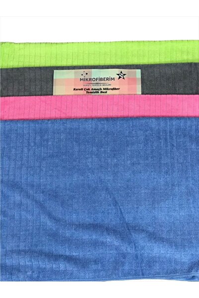 Mikrofiberim (3 PCS) 50x70 Large Size Microfiber Drying and Floor Cloth Checkered - Colorful